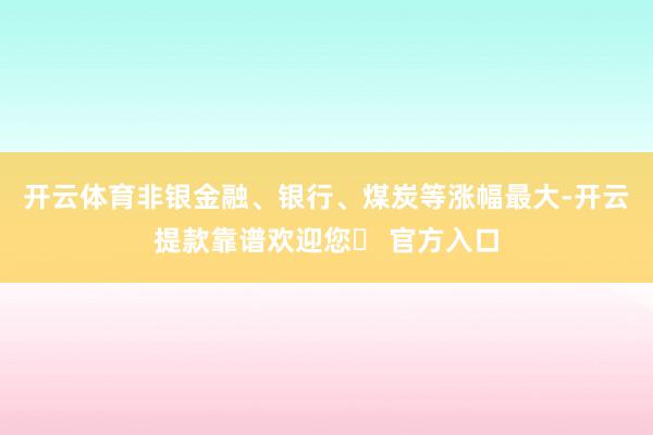 开云体育非银金融、银行、煤炭等涨幅最大-开云提款靠谱欢迎您✅ 官方入口